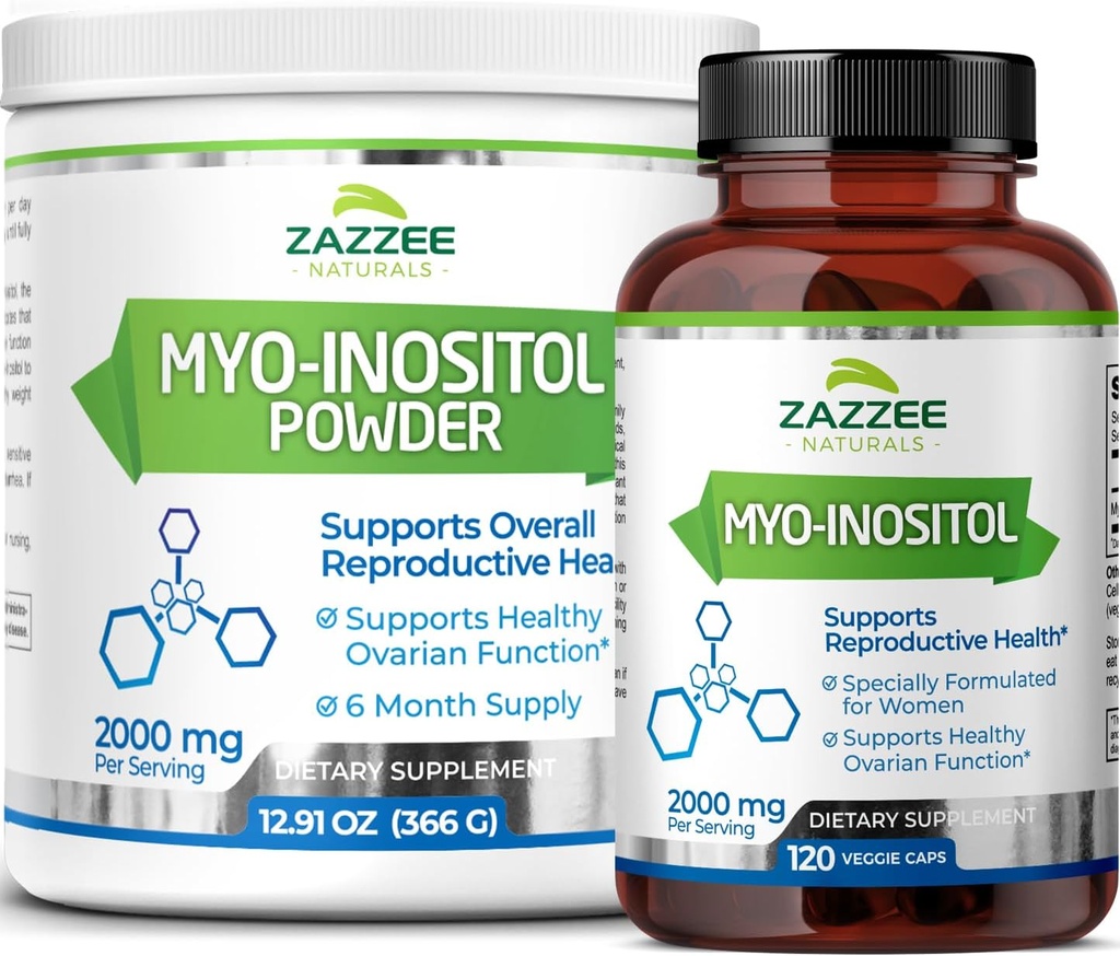 Pure Premium Grade Vegan Myo-Inositol Capsules and Powder - Non-GMO and All Natural
