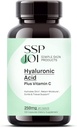 120 Veggie Capsules of sspjoi Hyaluronic Acid 250mg and 50mg Vitamin C - Promotes Skin Hydration and Joint Lubrication for Youthful Skin