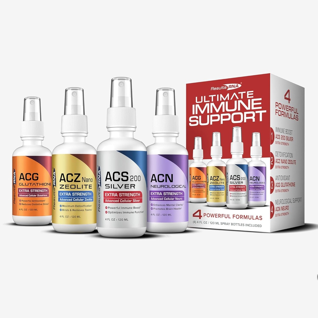 Advanced Immune Support System: ACS 200 Silver/ACZ Nano Zeolite/ACG Glutathione/ACN Neuro - Recommended by Doctors
