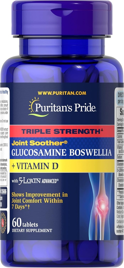 Triple Strength Joint Support Supplement with Glucosamine, Boswellia, and Vitamin D - Puritan's Pride