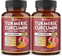 Turmeric Curcumin & Apple Cider Vinegar Capsules - 2 Packs, 90 Capsules Each, 6-Month Supply with Ashwagandha & Ginger - Joint Support & Absorption Boost - 95% Standardized Curcuminoids