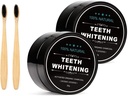 Natural Activated Charcoal Teeth Whitening Set with Bamboo Brush - 2-Pack Oral Care Powder