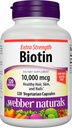 Extra Strength Vegan Biotin 10,000 mcg Capsules for Healthy Hair, Skin & Nails - 120 Count by Webber Naturals