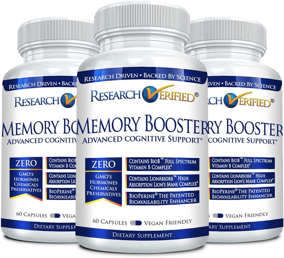 Memory-Boosting Nootropic Supplement with Lion’s Mane, Ginkgo Biloba, and BioPerine - Enhance Cognition and Memory - 3 Month Supply - Non-GMO - Made in The USA