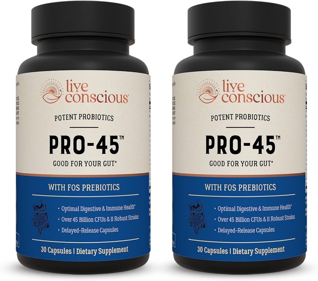 45 Billion CFU Probiotic Formula - 11 Strains, Dairy Free, Delayed Release Capsules - Immune & Digestive Support - 2 Pack of 60 Capsules