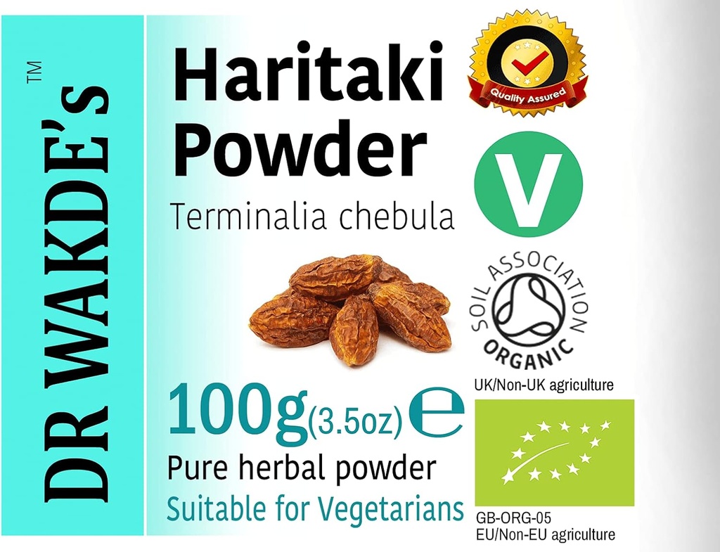 Organic Haritaki Powder - 100g | Pure & Raw Ayurvedic Herb | Vegan | Dr Wakde's London