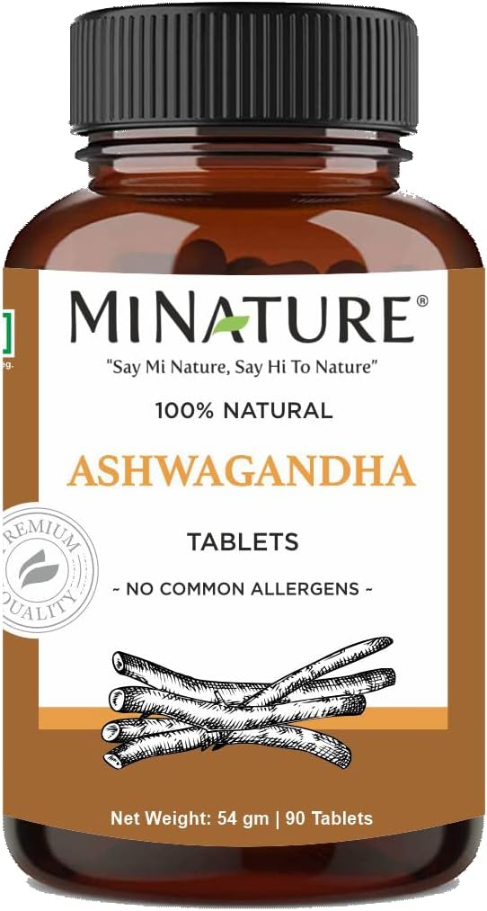 mi Nature Ashwagandha Tablets - 90 Tablets, 1000 mg | 45 Day Supply | Vegan & Natural from India