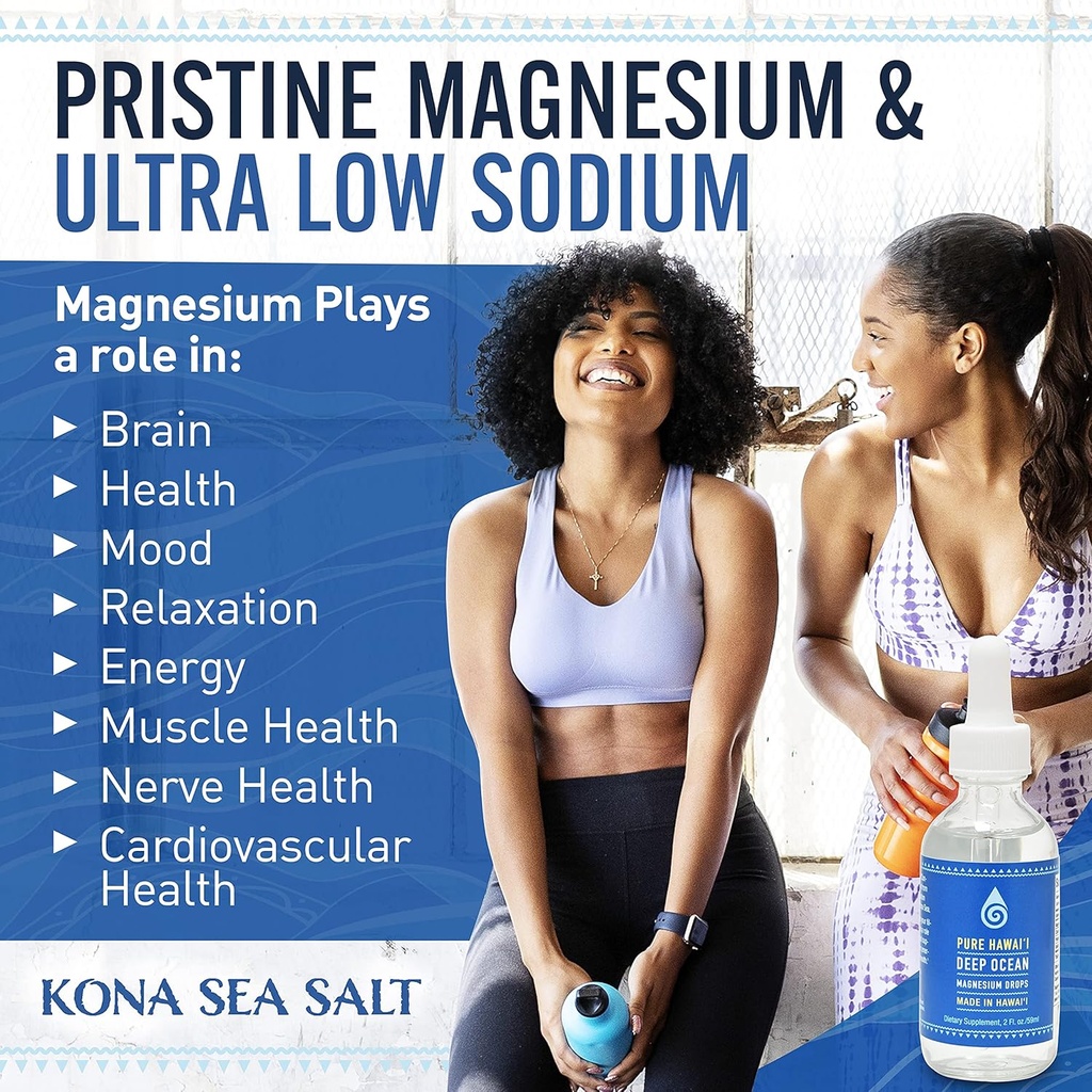 Hawaii Deep Ocean Magnesium Drops with Trace Minerals - 2 Fl. Oz. Liquid Supplement for Brain, Mood, Muscle, Nerve, & Cardiovascular Health