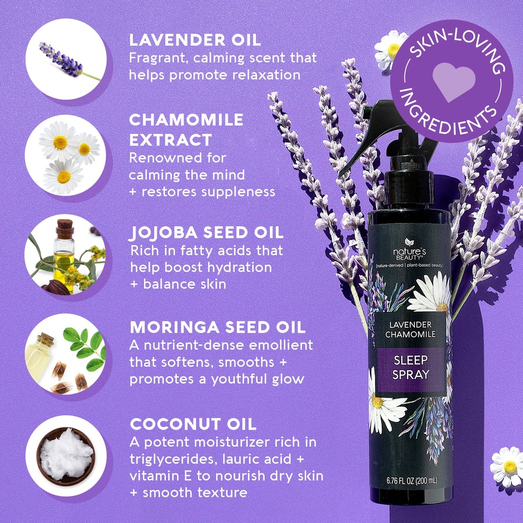 Lavender Chamomile Sleep Spray Multi-Pack - Relaxing Room and Pillow Mist with Coconut, Jojoba, and Moringa Seed Oils - 6.76 fl oz (2 Pack)