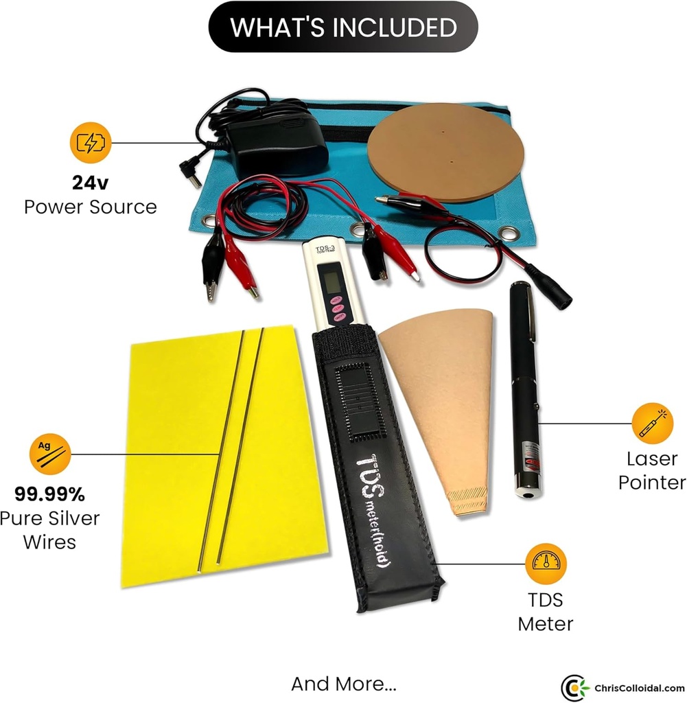 High-Purity Chris Colloidal Silver Generator Kit - Easy DIY Setup with Pure Wire - Just Add Water!