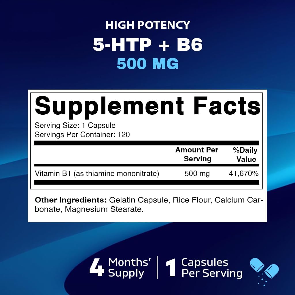 3 Pack Vitamatic Vitamin B1 (Thiamine) 500mg - 120 Capsules for Energy and Immune Support