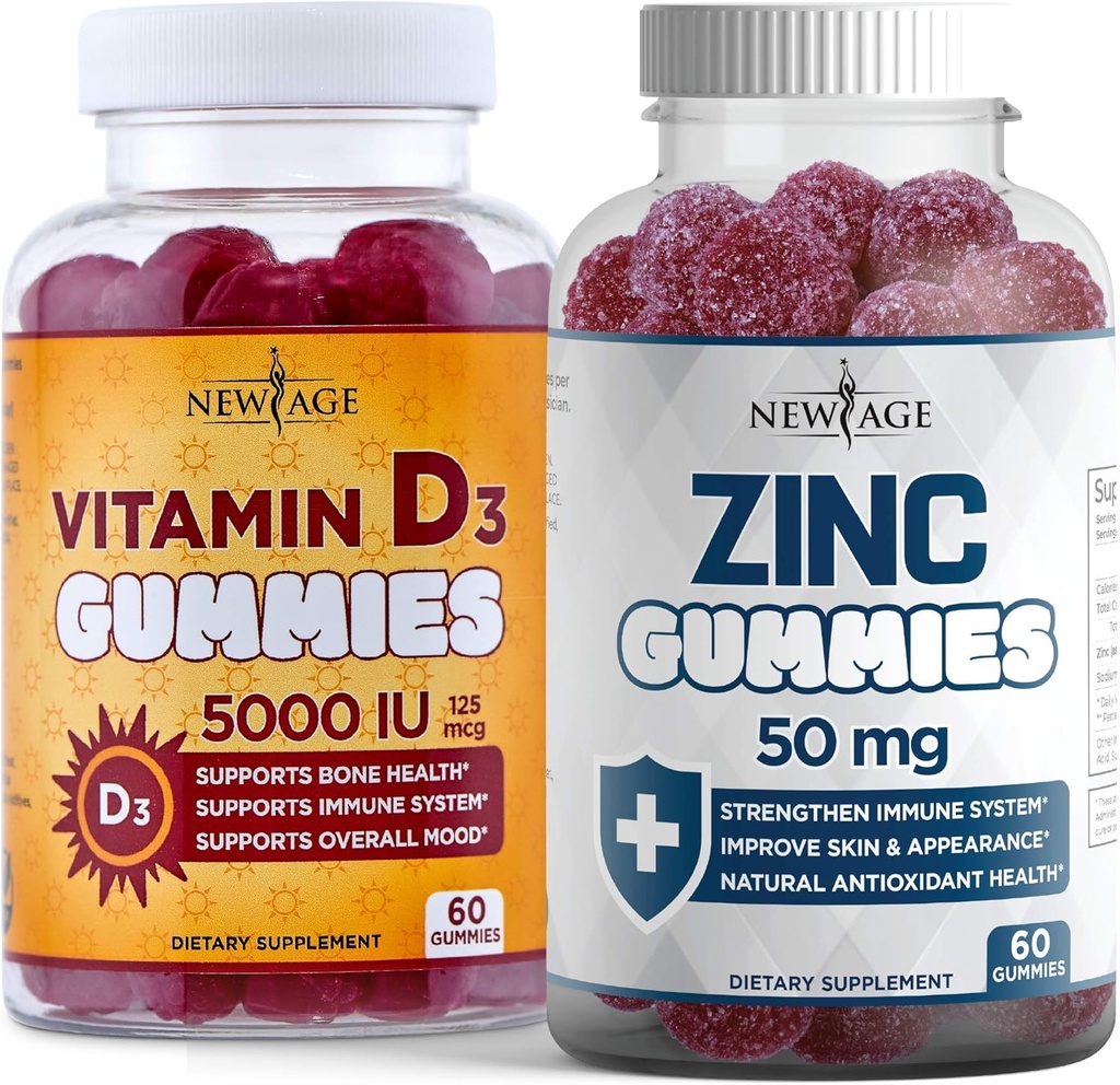 Immune Boosting Combo: Vitamin D3 and Zinc Gummies - 2 Pack, 120 Count