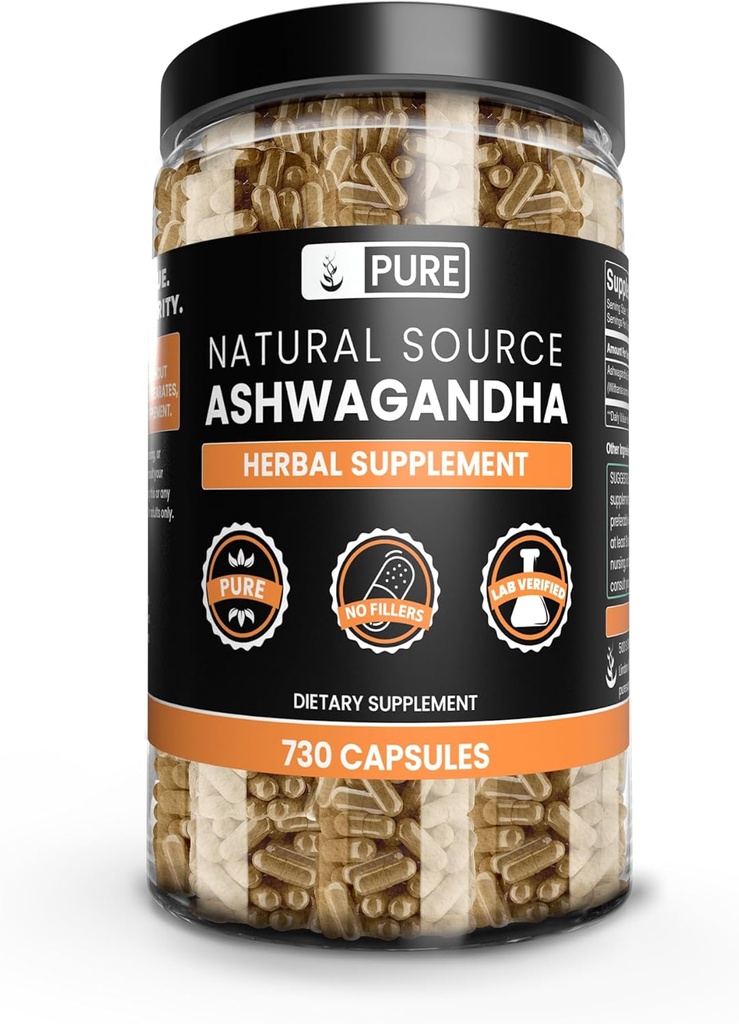 730 Capsules of Pure Ashwagandha with Original Ingredients, Lab Verified, No Magnesium or Rice Fillers - Always Pure