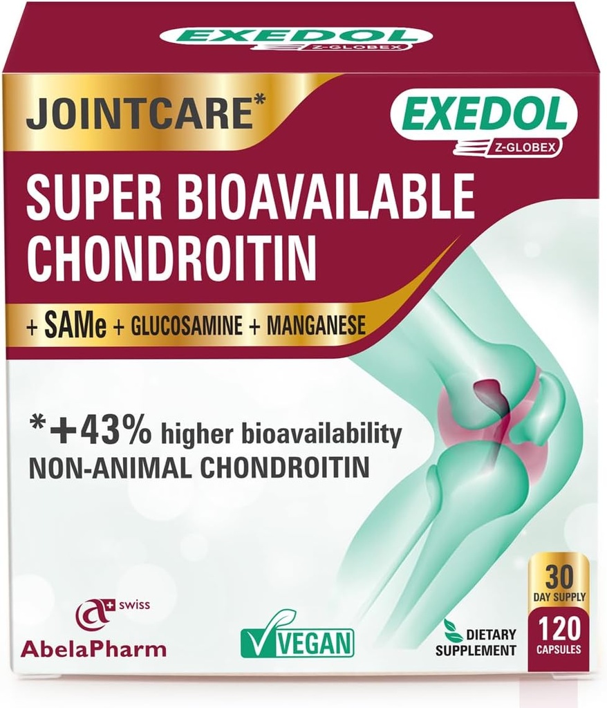 120 Count Exedol Z-globex Chondroitin Glucosamine Capsules for Joint Support and Cartilage Regeneration