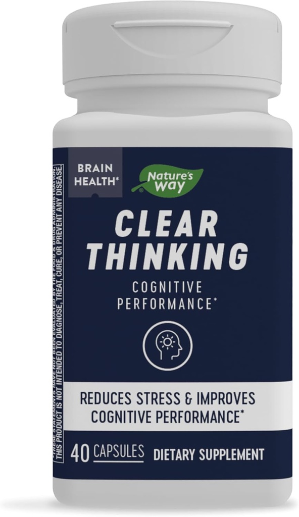 Ashwagandha Capsules for Clear Thinking and Cognitive Performance, Natural Stress Reduction Formula, 40 Capsules