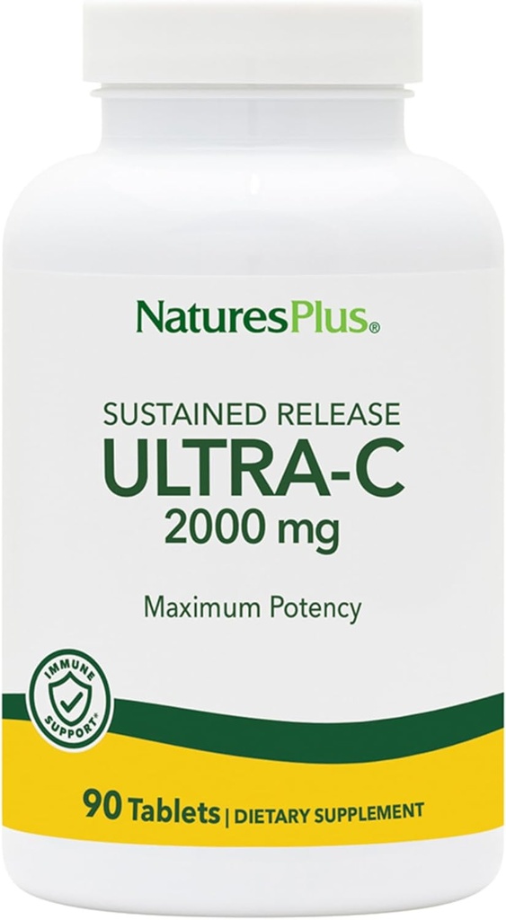 Natures Plus Ultra-C 2000 mg Tablets - Antioxidant, Immune Health Support - Pack of 2, 180 Servings