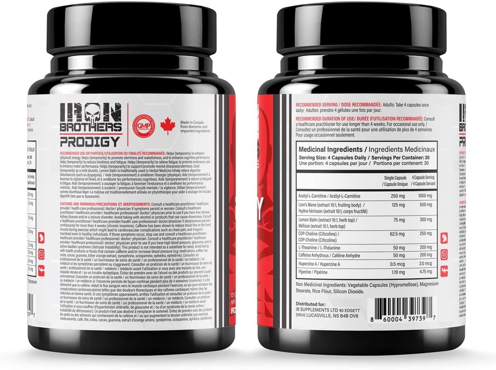 Iron Brothers Brain Boosting Supplement for Focus, Energy, and Memory - Nootropic with Lion's Mane and CDP-Choline - 120 Capsules