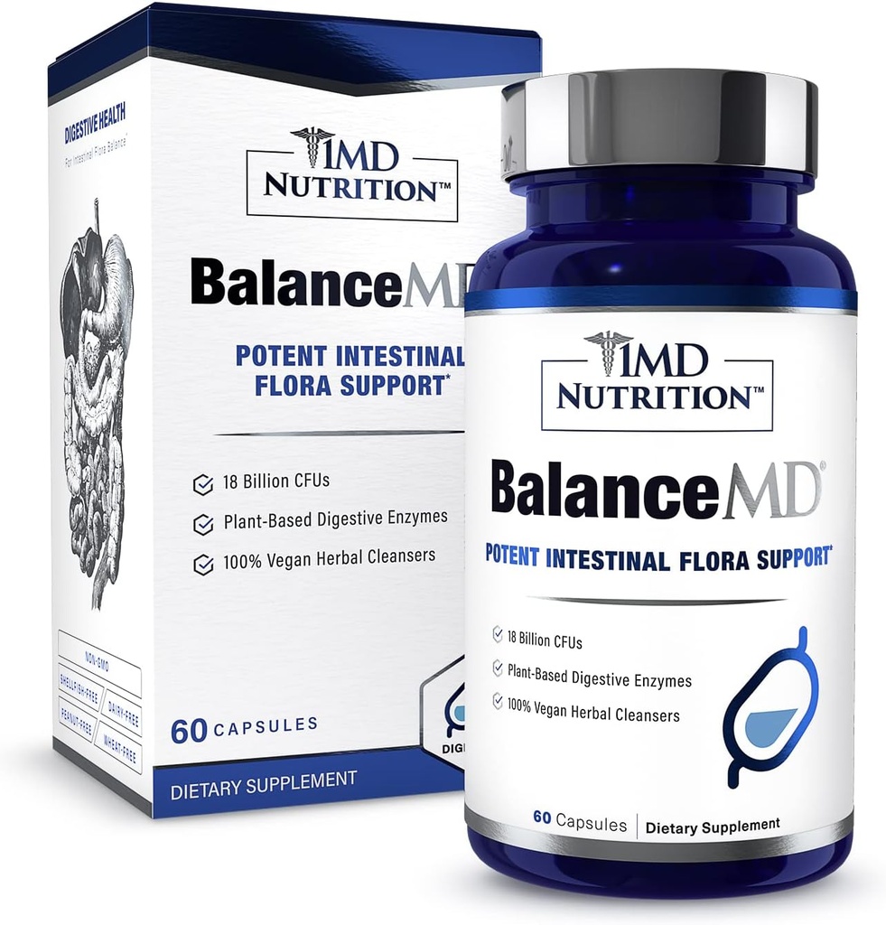 BalanceMD Vaginal Probiotics with Oregano, Caprylic Acid, & Digestive Enzymes for Intestinal Flora Balance - 60 Capsules
