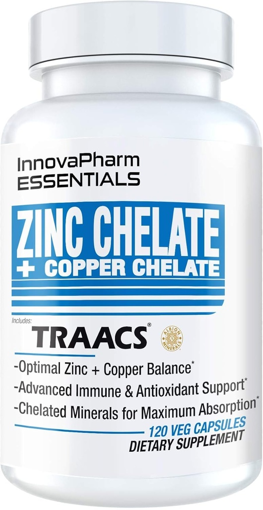 InnovaPharm Zinc and Copper Chelate Capsules - 120 Vegetarian Capsules