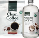 Organic Clean Coffee and MCT Oil Bundle - Pure Coconut MCTs, Mold-Free Coffee - Non-GMO, Keto, Paleo, Vegan - 12 Oz Bag, 32 Oz Bottle