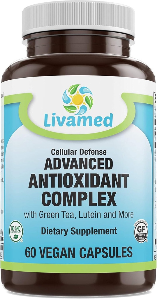 Livamed Antioxidant Complex Supplement - 60 Vegetarian Capsules, High Potency Formula