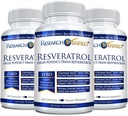 High Potency Trans-Resveratrol Supplement - 3000mg Total - Anti-Aging Support - 180 Capsules - 3 Bottles