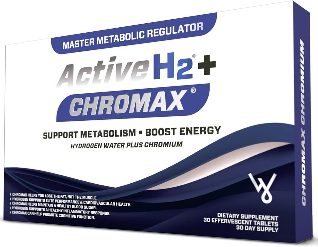 Purative Active H2+ Chromax Tablets - Boost Metabolism and Fitness with Hydrogen and Chromium - 30 Tablets