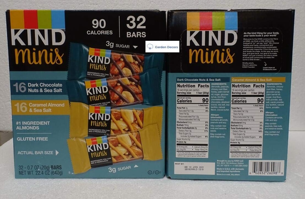 Assorted Kind Minis Bars Variety Pack - 32 Bars, 22.4oz (640g) Box