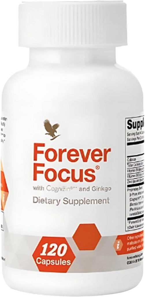 Forever Living Focus Capsules - Improve Brain Clarity & Focus with Cognizin, Bacopa & Vitamins - for Students, Professionals, Seniors - 120 Count