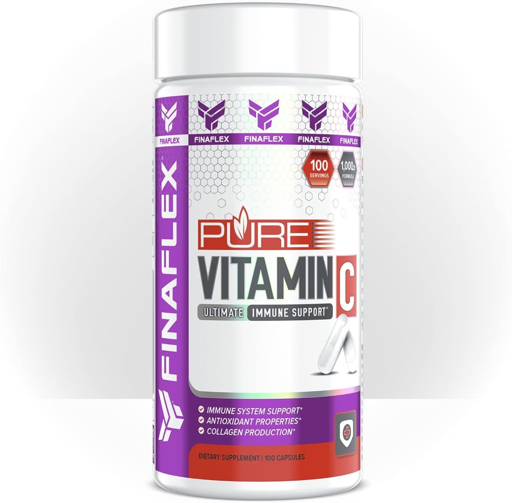 1000mg Vitamin C Capsules - Boost Immune System & Collagen Production - 100 Servings - FINAFLEX