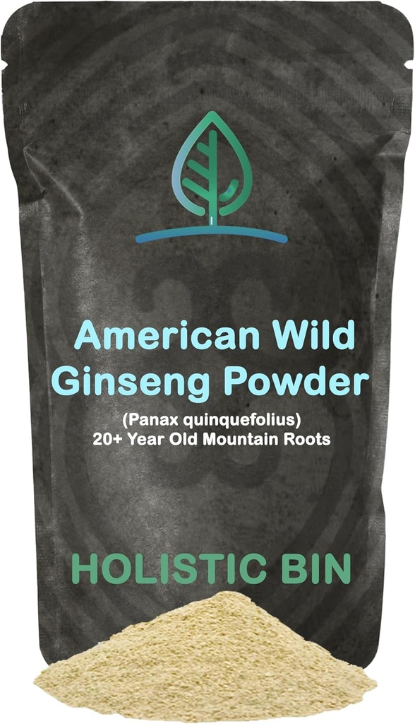 Pure Organic Wild American Ginseng Powder Supplement - 20+ Year Old Roots from Appalachia - No Fillers (25g)
