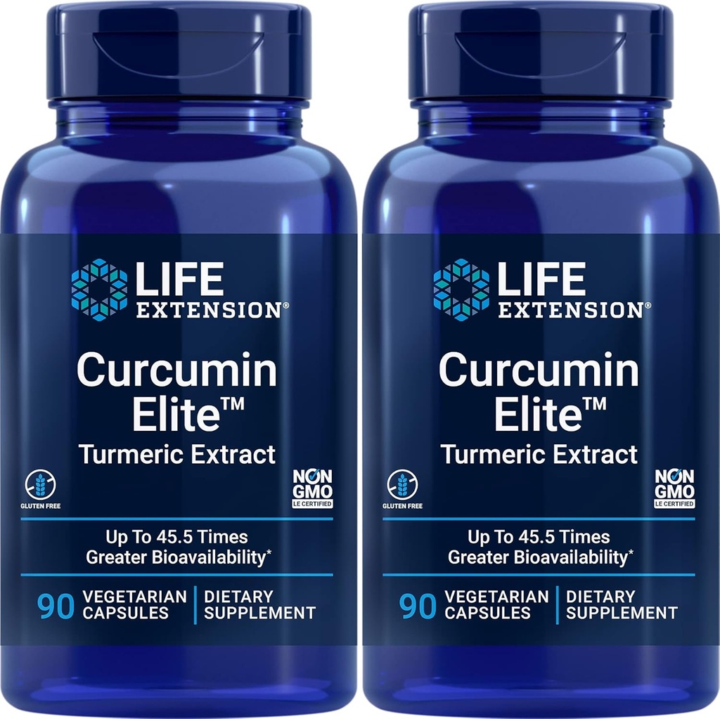 Pack of 2 Life Extension Curcumin Elite Turmeric Extract Capsules for Enhanced Longevity