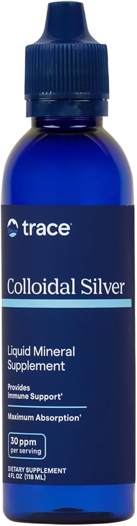 Colloidal Silver Liquid Supplement | Super-Oxygenated Trace Minerals | 30 PPM Safe Dose, 99.99% Pure | Vegan | 4 fl oz Bottle