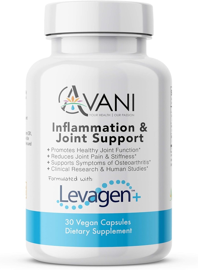 Avani Health Levagen Joint Support Supplement with Bioperine and AstraGin - Reduce Inflammation, Joint Pain, and Stiffness - Gluten Free - 30 Vegan Capsules