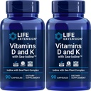 Pack of 2 Life Extension Vitamins D & K with Sea-Iodine Capsules for Longevity Support