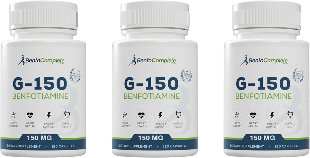 BenfoComplete Benfotiamine 150mg Gelatin Capsules - 3 Bottles, 120 Capsules Each