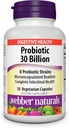 Webber Naturals High Potency Probiotics 30 Billion CFU for Men, Women & Adults - Shelf Stable, 8 Strains, 30 Veg Capsules