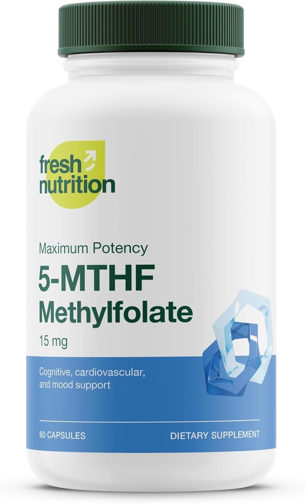 High-Potency L Methylfolate 15mg Capsules for Mood, Cognition, and Health - 60 Count