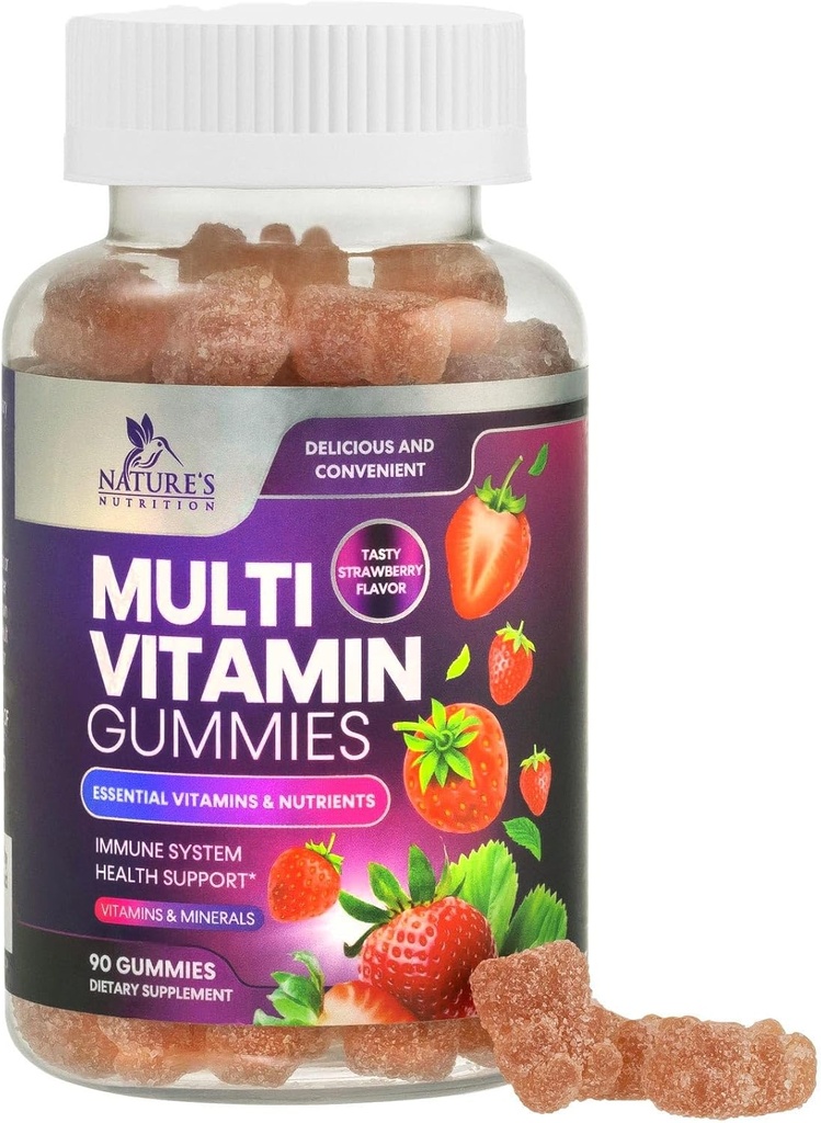 Multivitamin Gummies for Adults with 13 Vitamins and Minerals - Immune Health Support Supplement - Berry Flavor - 90 Gummies