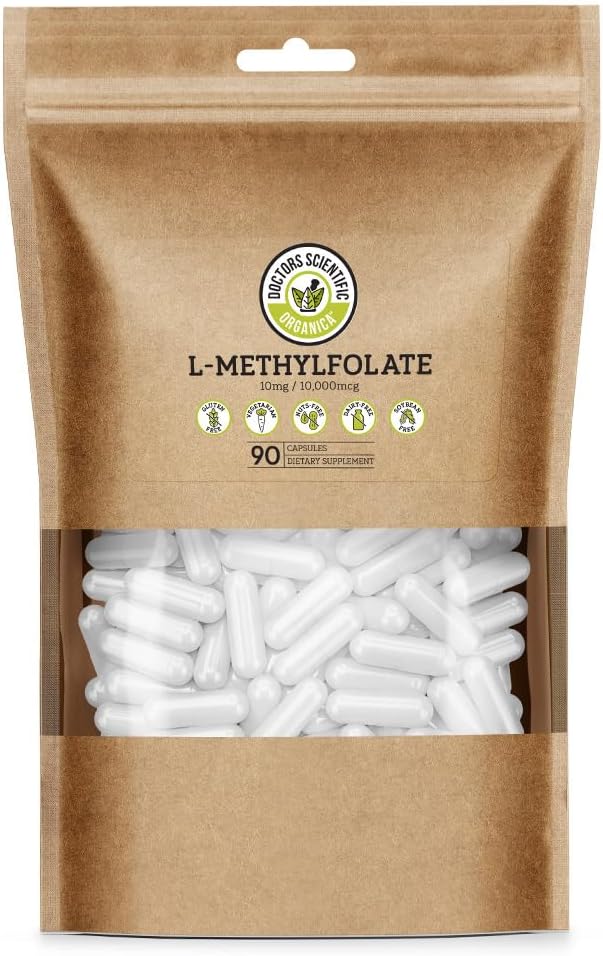 10mg DSO L Methylfolate Supplement - 90 Vegan Capsules - Active Folate for Homocysteine Control - Folic Acid Vitamin - Eco-Friendly Packaging