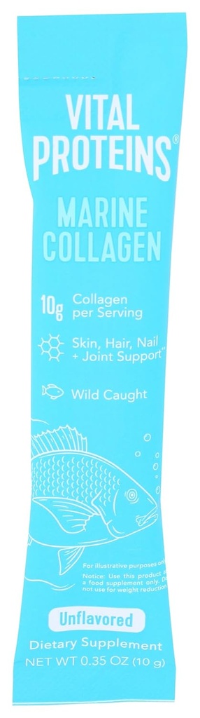 VITAL PROTEINS Marine Collagen Powder, Unflavored, Single Serving Packet, 0.35 OZ