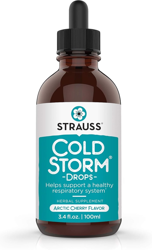 Strauss Naturals Coldstorm Drops - Immune & Respiratory Support with Arctic Cherry - 3.4 fl oz