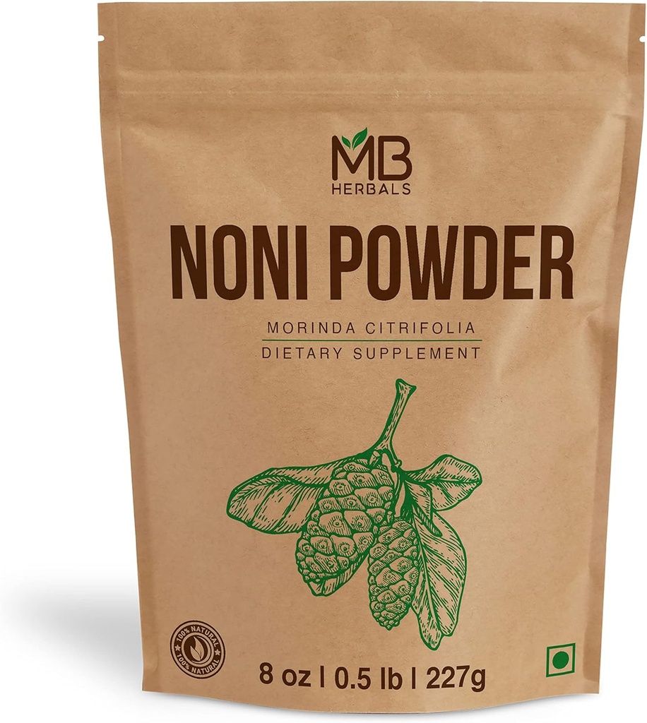 Organic Noni Powder 8 oz | 227g (0.5 lb) | Ideal for Smoothies & Juices | No Preservatives | Gluten Free | 45 Servings