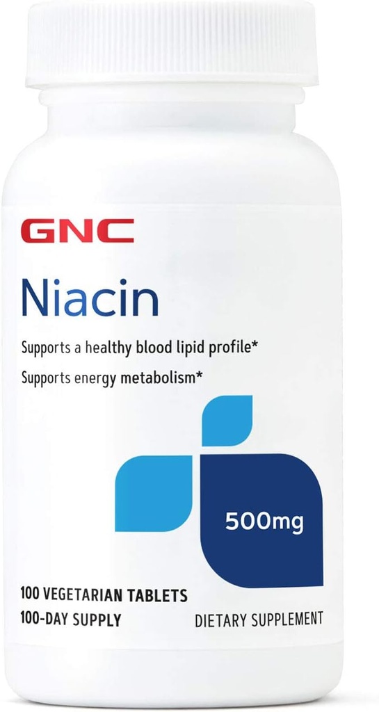 Niacin 500mg Tablets for Blood Vessel Health - GNC Supplement