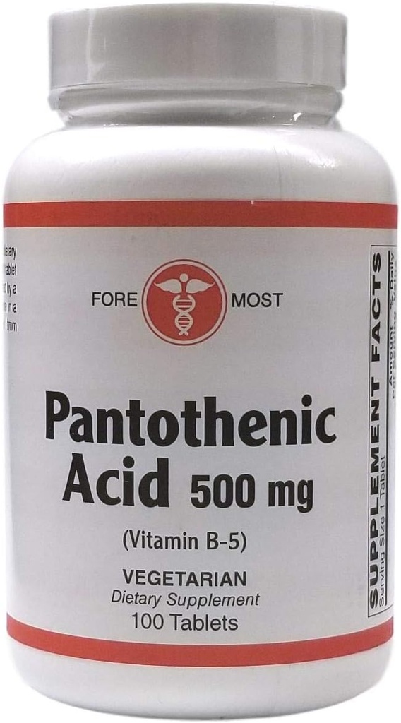 100 Tablets of Pantothenic Acid by Holistic Health International, LLC for Optimal Health