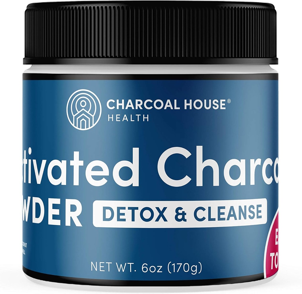 6 oz Medical Grade Coconut Shell Activated Charcoal Powder for Detox & Cleanse - High Adsorptive Capacity - Fast Acting & Naturally Detoxifying