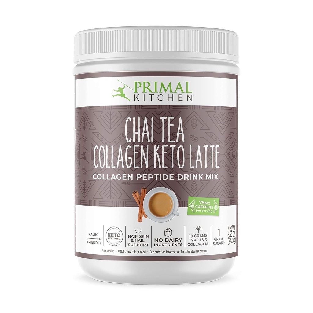 Chai Tea Collagen Keto Latte Powder with Collagen Peptides, 8.55 Ounces