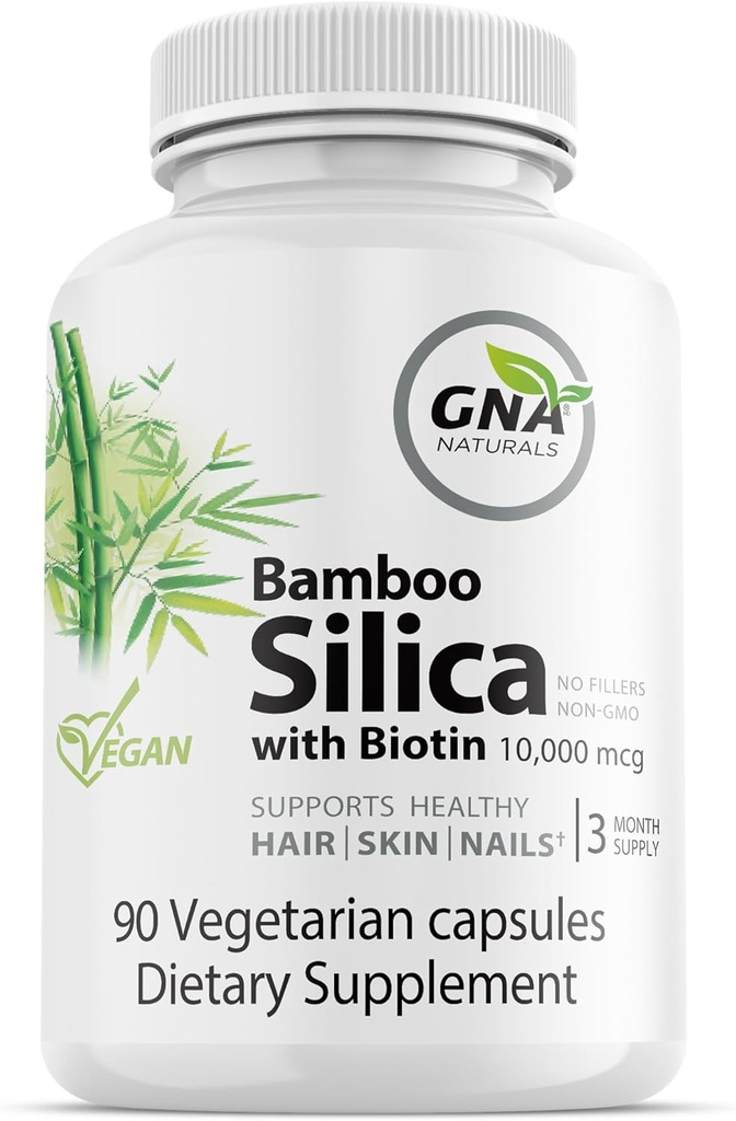 Bamboo Silica with Biotin 10000mcg - Joint and Hair Health Supplement - 90 v-caps - GNA Naturals