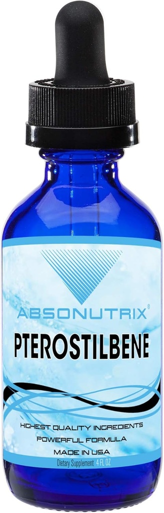 Absonutrix Pterostilbene Liquid Drops - 300mg, 4 fl oz - High Bioavailability, Third-Party Tested, Made in USA - Non-GMO
