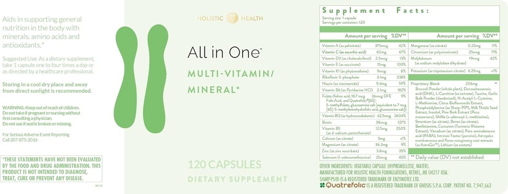 Antioxidant-Rich Multi Vitamin and Mineral Supplement for Immunity Support, 120 Capsules